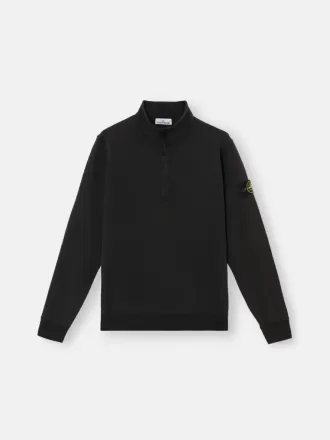 Felpa con mezza zip e tasche applicate