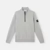 Felpa con mezza zip e tasche applicate
