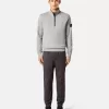 Felpa con mezza zip e tasche applicate