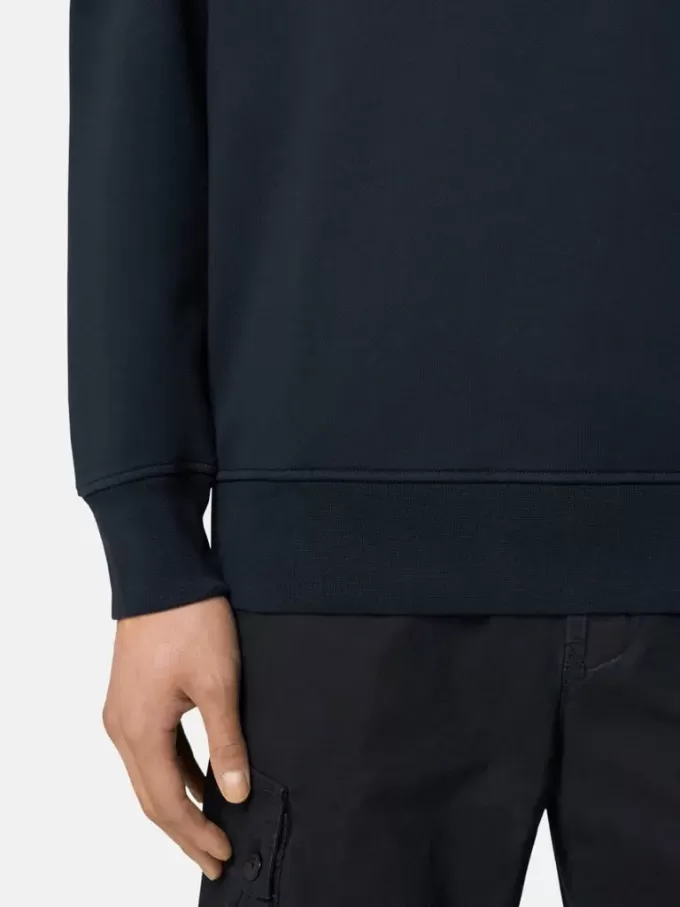 Felpa con mezza zip e tasche applicate
