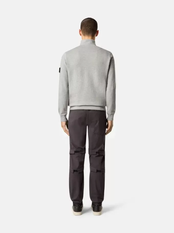 Felpa con mezza zip e tasche applicate