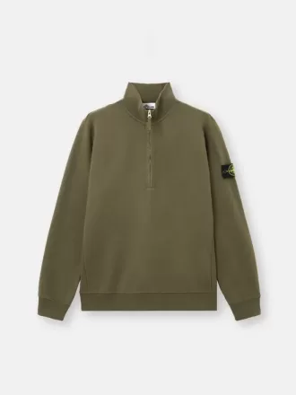 Felpa regular fit con mezza zip e inserti a costine Felpa regular fit con mezza zip e inserti a costine