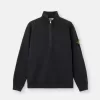 Felpa regular fit con mezza zip e inserti a costine Felpa regular fit con mezza zip e inserti a costine