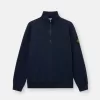 Felpa regular fit con mezza zip e inserti a costine Felpa regular fit con mezza zip e inserti a costine