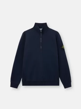 Felpa regular fit con mezza zip e inserti a costine Felpa regular fit con mezza zip e inserti a costine