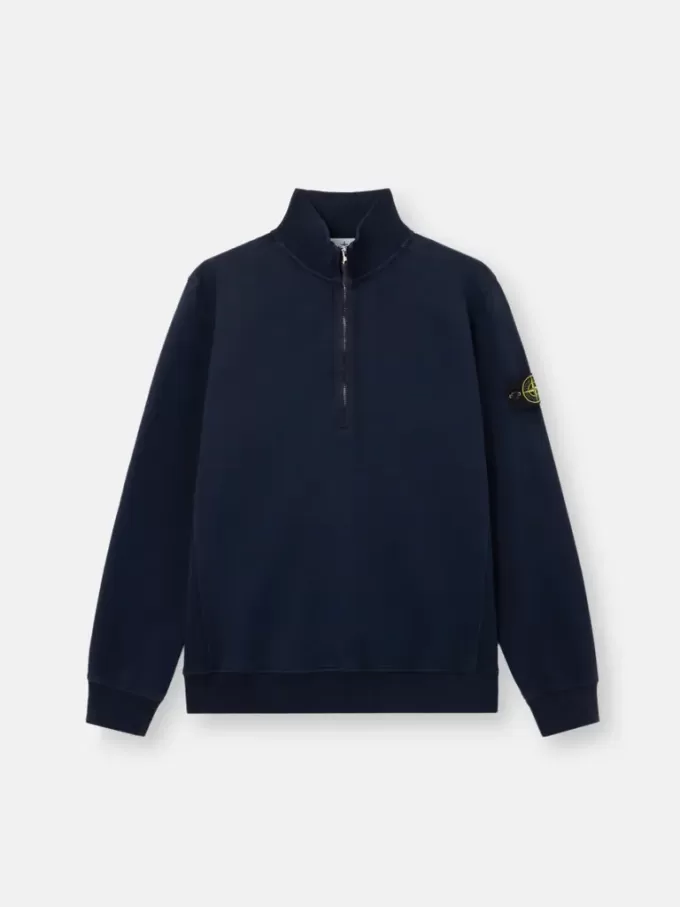 Felpa regular fit con mezza zip e inserti a costine Felpa regular fit con mezza zip e inserti a costine