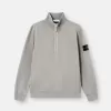 Felpa regular fit con mezza zip e inserti a costine Felpa regular fit con mezza zip e inserti a costine