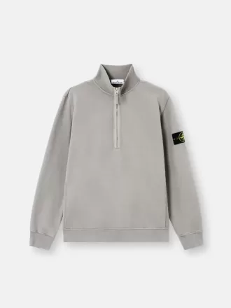 Felpa regular fit con mezza zip e inserti a costine Felpa regular fit con mezza zip e inserti a costine