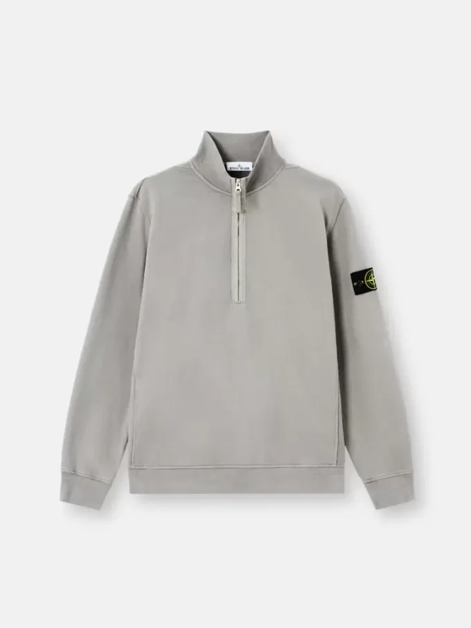 Felpa regular fit con mezza zip e inserti a costine Felpa regular fit con mezza zip e inserti a costine
