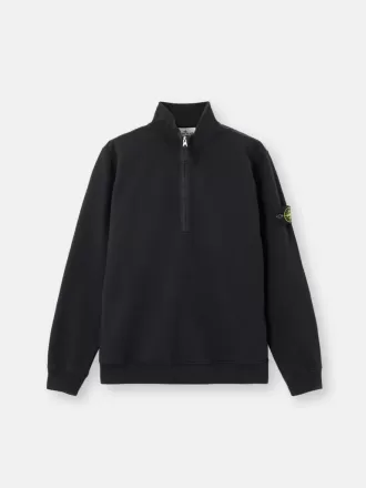 Felpa regular fit con mezza zip e inserti a costine