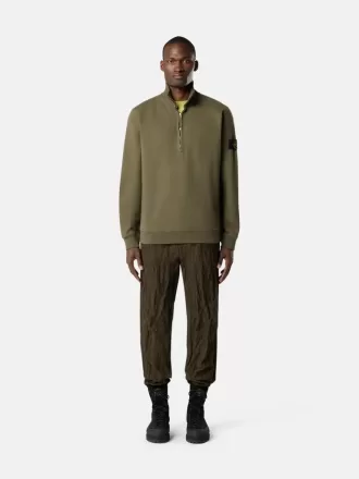 Felpa regular fit con mezza zip e inserti a costine Felpa regular fit con mezza zip e inserti a costine