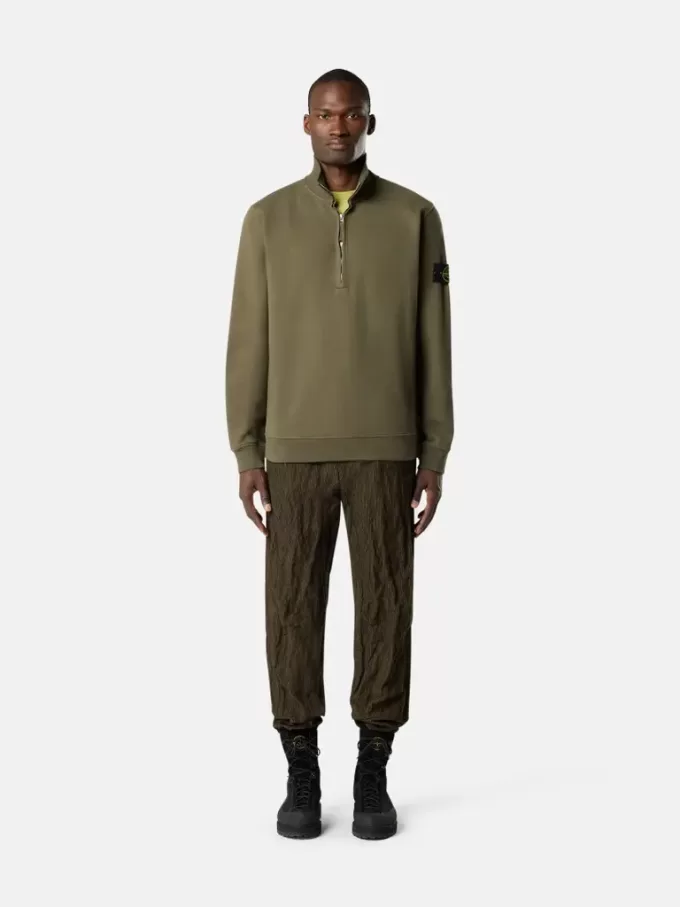 Felpa regular fit con mezza zip e inserti a costine Felpa regular fit con mezza zip e inserti a costine