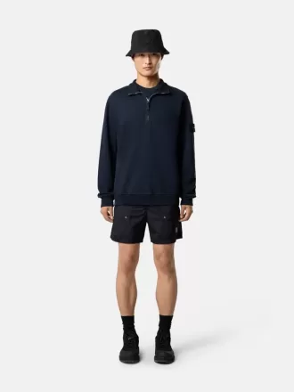 Felpa regular fit con mezza zip e inserti a costine Felpa regular fit con mezza zip e inserti a costine