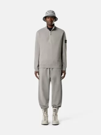 Felpa regular fit con mezza zip e inserti a costine Felpa regular fit con mezza zip e inserti a costine