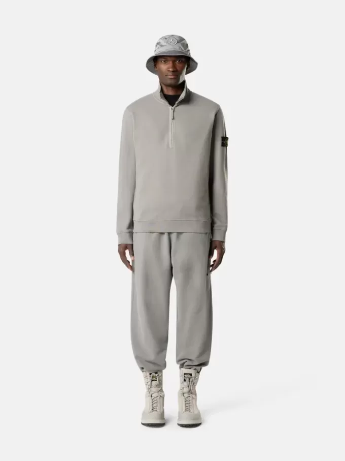 Felpa regular fit con mezza zip e inserti a costine Felpa regular fit con mezza zip e inserti a costine