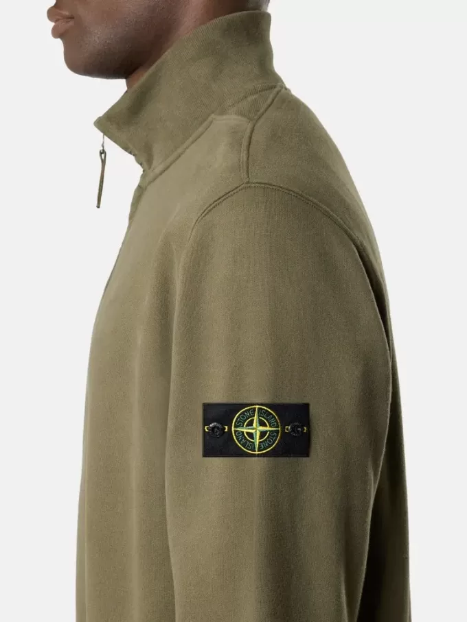 Felpa regular fit con mezza zip e inserti a costine Felpa regular fit con mezza zip e inserti a costine