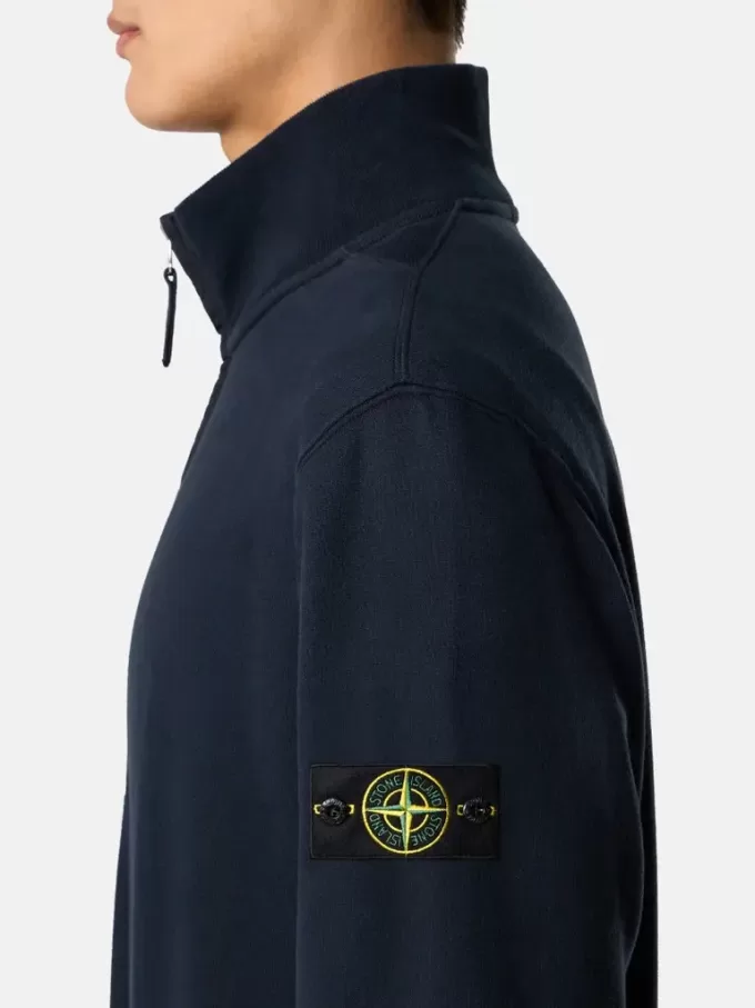 Felpa regular fit con mezza zip e inserti a costine Felpa regular fit con mezza zip e inserti a costine