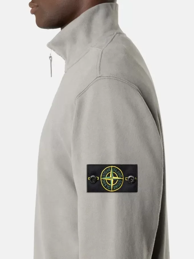 Felpa regular fit con mezza zip e inserti a costine Felpa regular fit con mezza zip e inserti a costine