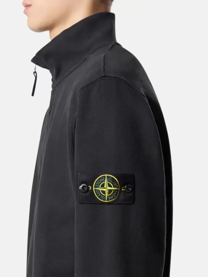 Felpa regular fit con mezza zip e inserti a costine Felpa regular fit con mezza zip e inserti a costine