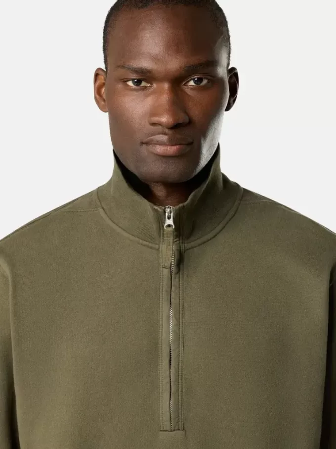 Felpa regular fit con mezza zip e inserti a costine Felpa regular fit con mezza zip e inserti a costine