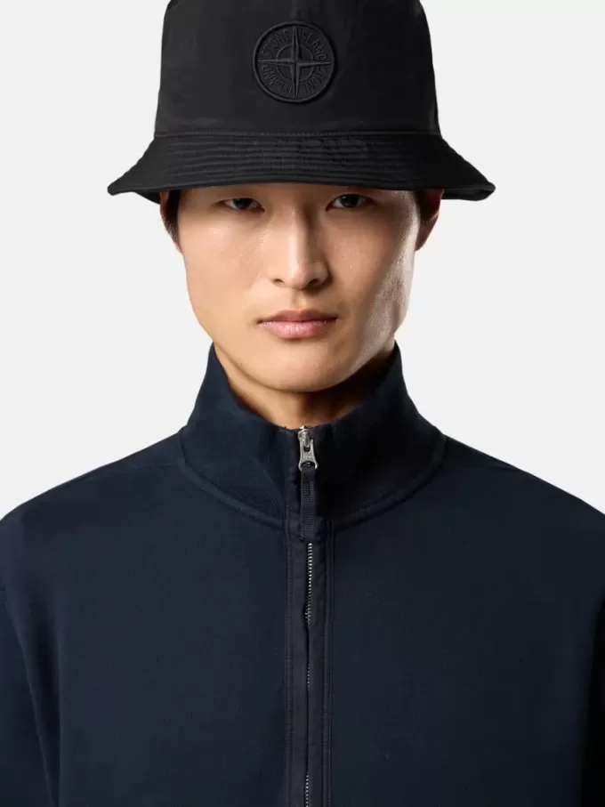 Felpa regular fit con mezza zip e inserti a costine Felpa regular fit con mezza zip e inserti a costine