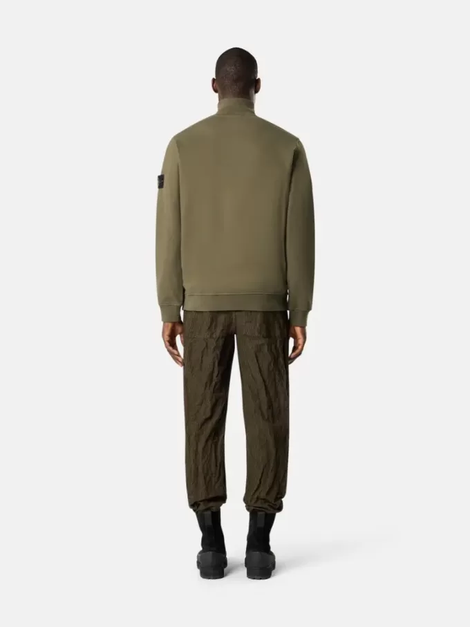 Felpa regular fit con mezza zip e inserti a costine Felpa regular fit con mezza zip e inserti a costine
