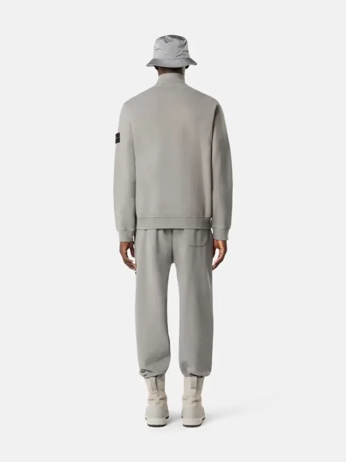 Felpa regular fit con mezza zip e inserti a costine Felpa regular fit con mezza zip e inserti a costine