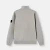 Felpa regular fit con mezza zip e inserti a costine Felpa regular fit con mezza zip e inserti a costine