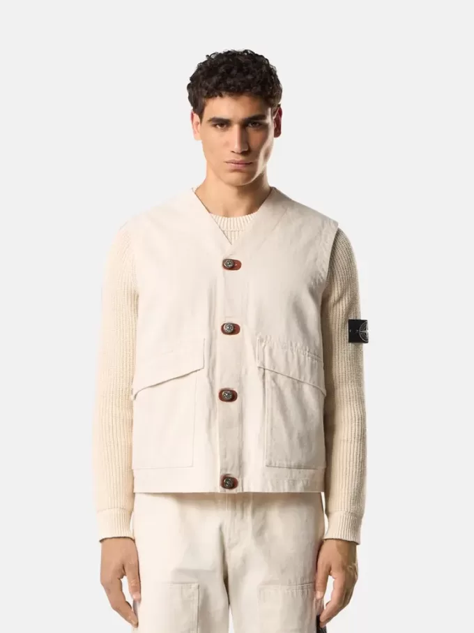 Gilet con chiusura a bottoni e toppe in gomma Gilet con chiusura a bottoni e toppe in gomma