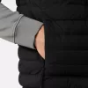 Gilet in piuma con tunnel senza cuciture e trattamento anti-caduta. Gilet in piuma con tunnel senza cuciture e trattamento anti-caduta.