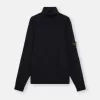 Maglione a collo alto con bordi a costine
