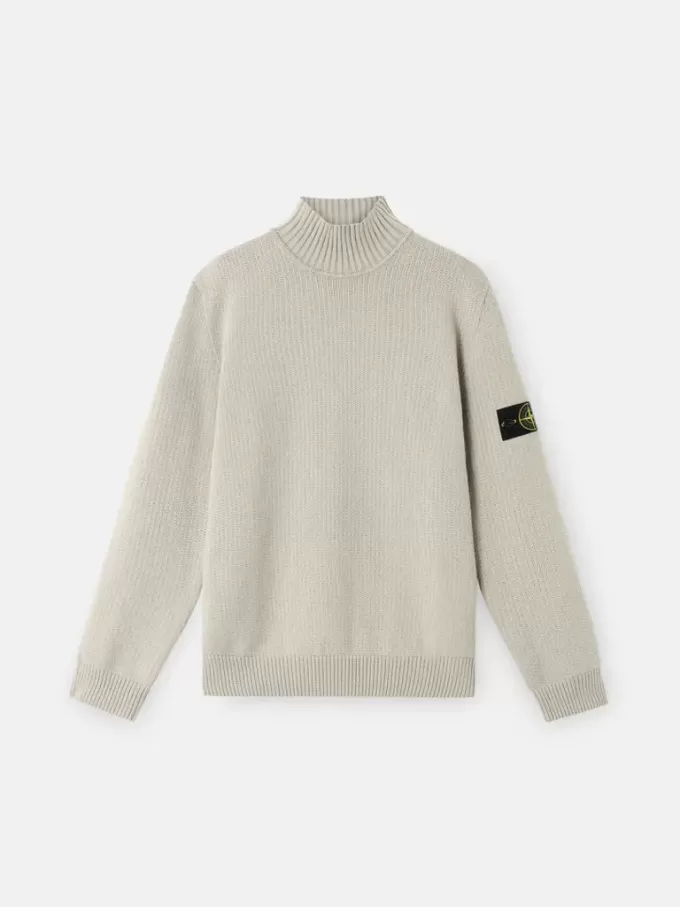 Maglione a collo alto con bordi a costine