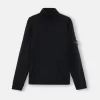 Maglione a collo alto con bordi a costine