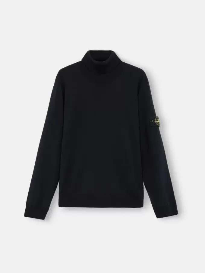 Maglione a collo alto con bordi a costine