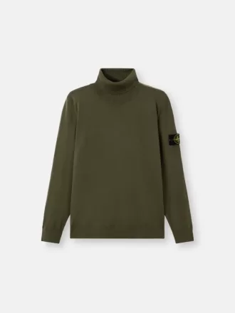 Maglione a collo alto con bordi a costine
