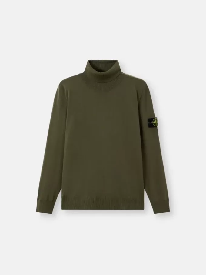 Maglione a collo alto con bordi a costine
