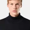 Maglione a collo alto con bordi a costine