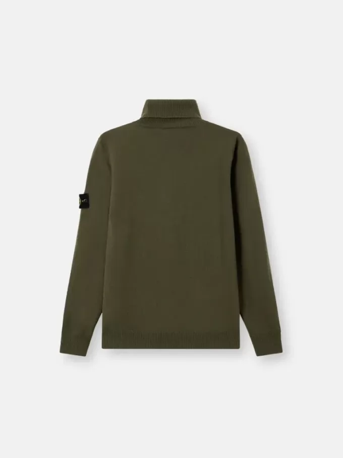 Maglione a collo alto con bordi a costine