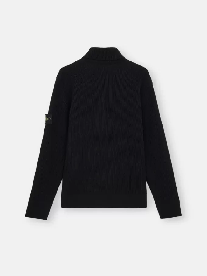 Maglione a collo alto con bordi a costine sottili Maglione a collo alto con bordi a costine sottili