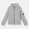 Maglione con cappuccio e zip, tasche e lavorazione a coste