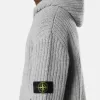 Maglione con cappuccio e zip, tasche e lavorazione a coste