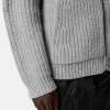 Maglione con cappuccio e zip, tasche e lavorazione a coste