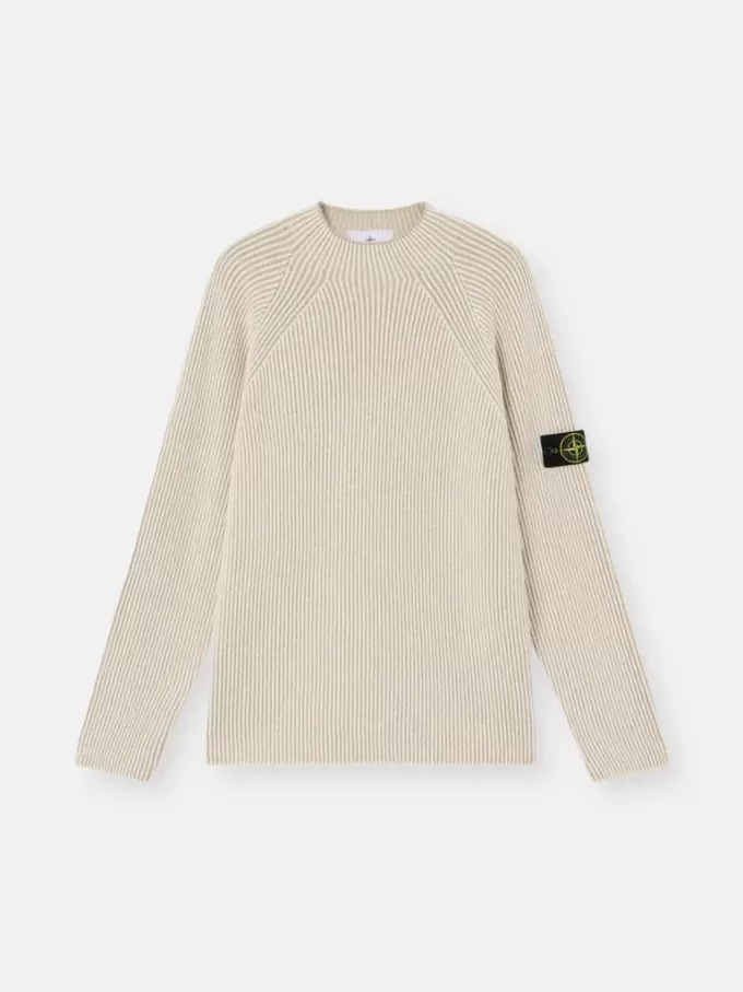 Maglione con collo alto e texture a costine vanisé Maglione con collo alto e texture a costine vanisé