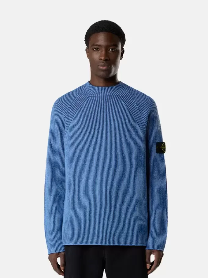 Maglione con collo alto e texture a costine vanisé Maglione con collo alto e texture a costine vanisé