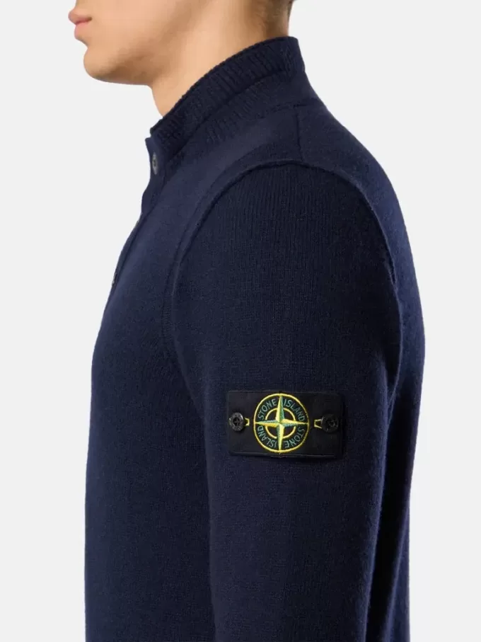 Maglione con mezza zip e rifiniture in feltro Maglione con mezza zip e rifiniture in feltro