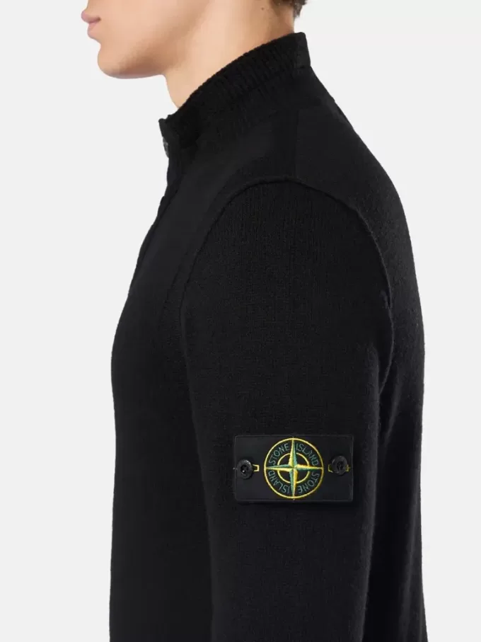 Maglione con mezza zip e rifiniture in feltro