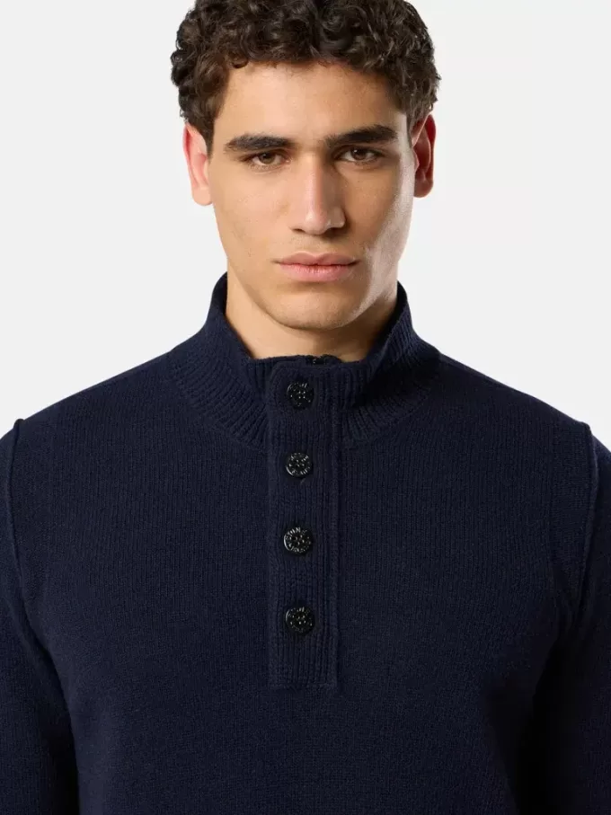 Maglione con mezza zip e rifiniture in feltro Maglione con mezza zip e rifiniture in feltro