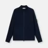 Maglione con zip, maniche raglan e bordi a costine