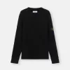 Maglione girocollo con bordi a costine