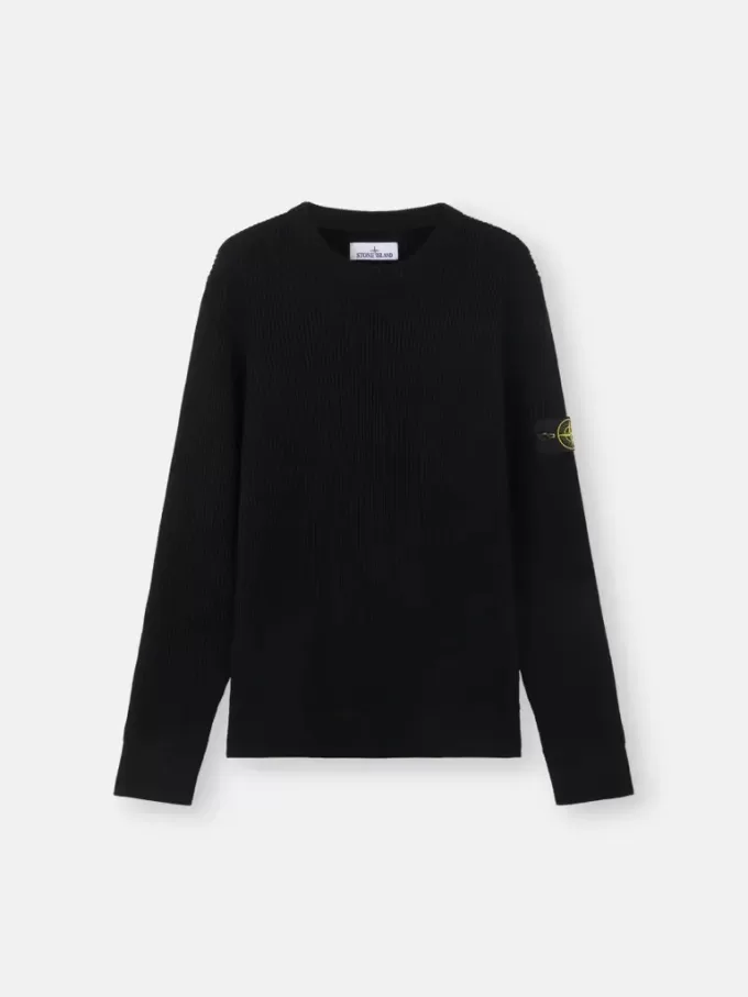 Maglione girocollo con bordi a costine